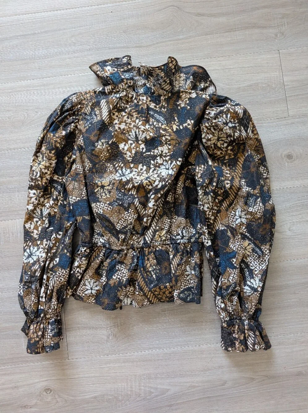 NWOT Ulla Johnson Ruffle Long Puff-Sleeve Kalila Cotton Blouse